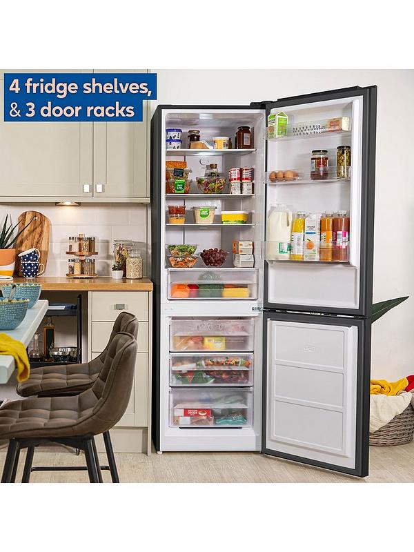 Russell Hobbs Black 60cm Wide 186cm High Freestanding Total No Frost Fridge Freezer - Image 4